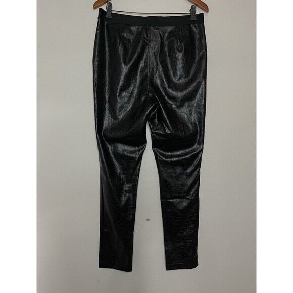 Karl Lagerfeld Paris Women's Medium Black Alligator Print Faux Leather Leggings - Picture 6 of 7